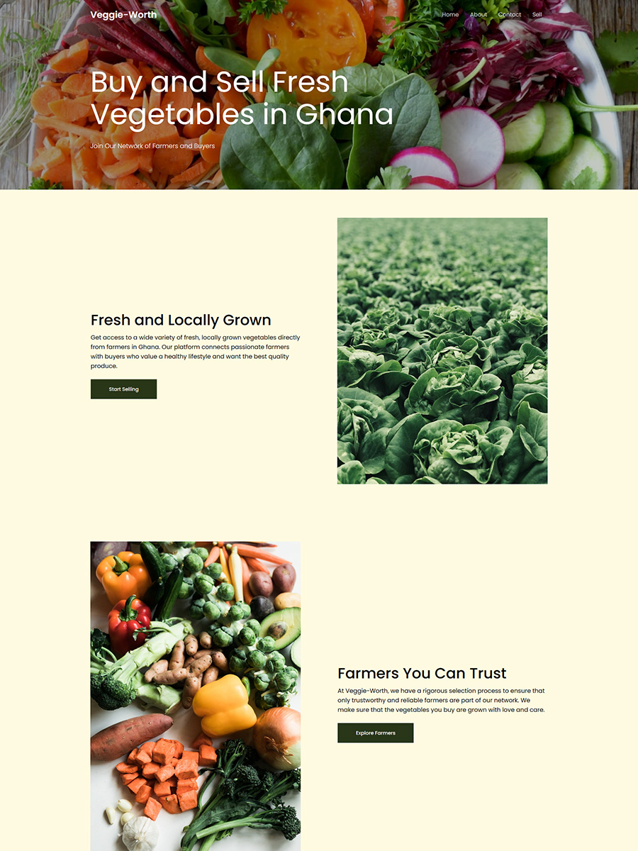Breezy ArtDrop veggie Company Landing pages design